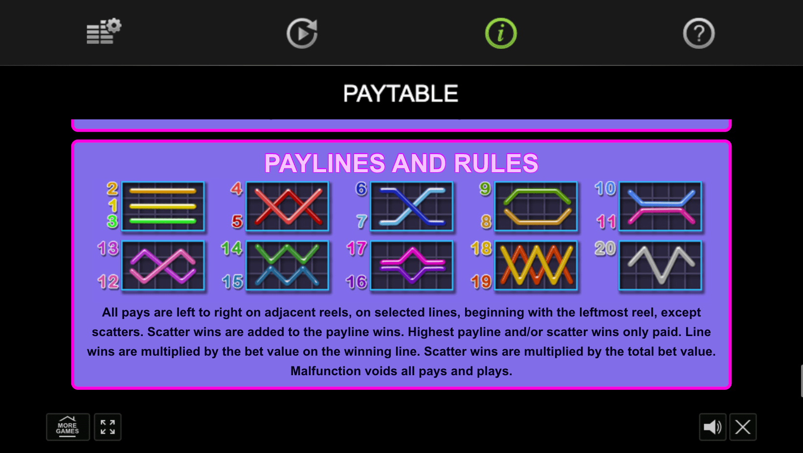 Casino Mania Paylines